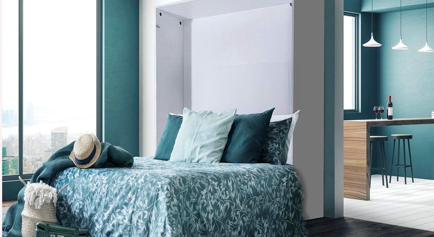 HELCE LIGHT Mélaminé Blanc / Tissu Zeus 10 / Poignées Ruban