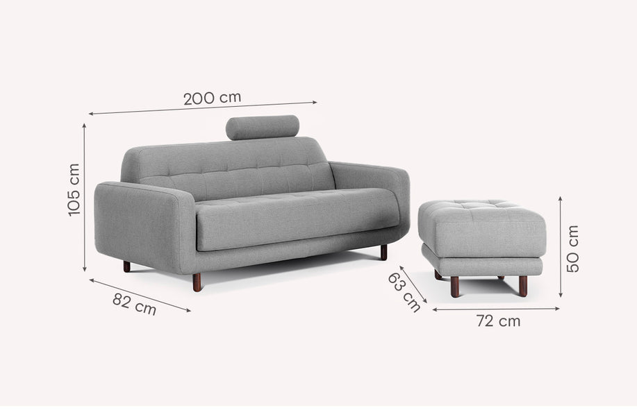 Lot canapé et pouf CLARK Cuir Sidney Noir-1