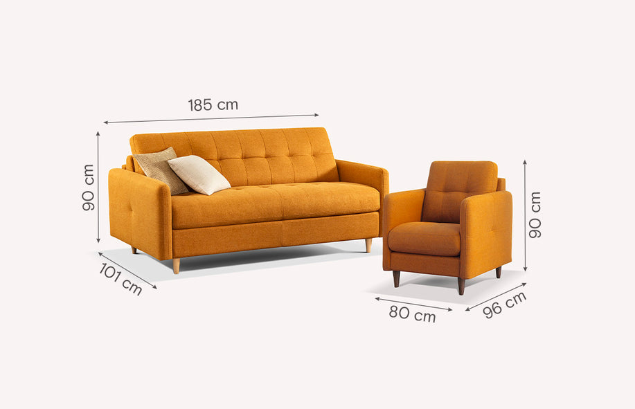 Lot canapé et fauteuil SOHO Austin Golden Yellow-1