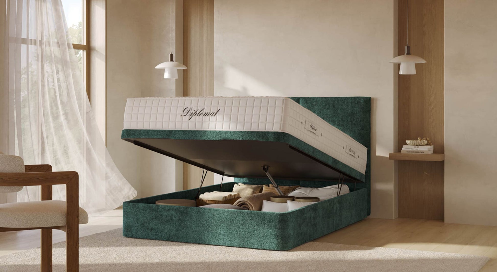 Trunk Bed TROUVILLE Bergamo Green botella