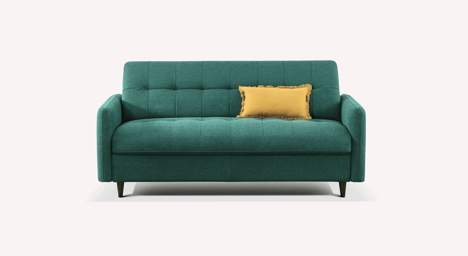 Canapé vert moderne avec coussin jaune, modèle Soho Austin