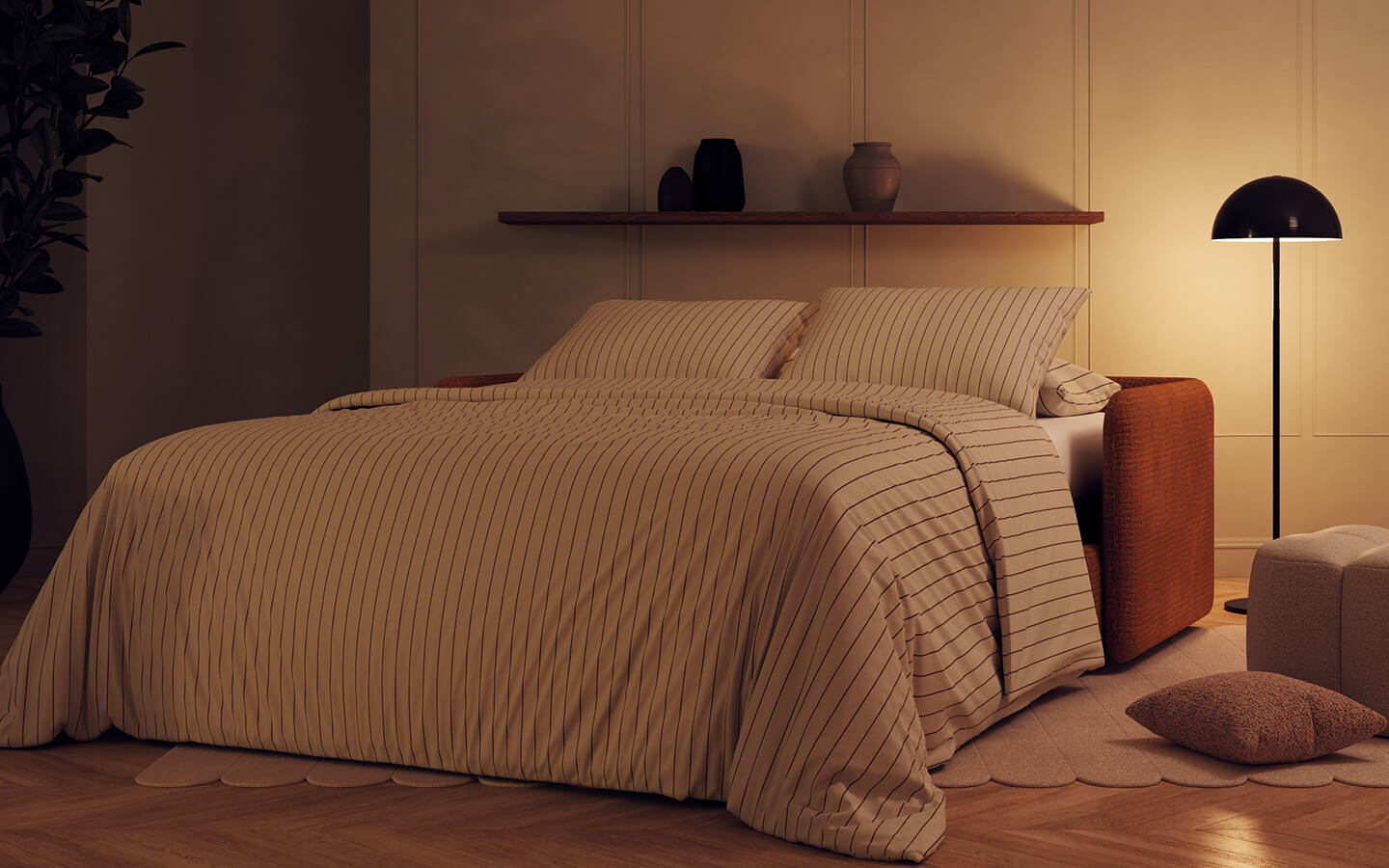 Ambiance canapé-lit Arlo ouvert