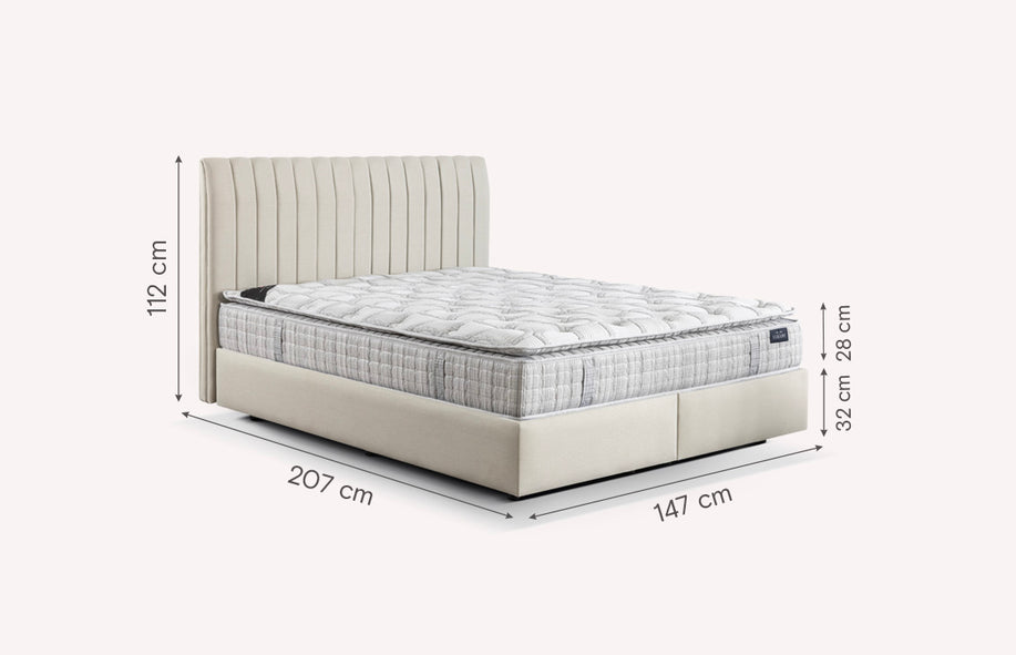 Pack lit coffre, matelas et tête de lit AMSTERDAM Zeugma Beige-1