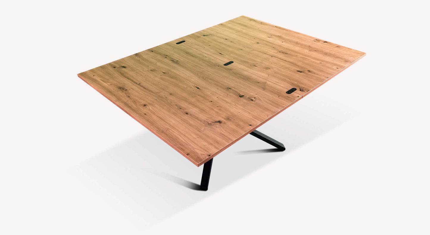 Table en bois avec pieds en métal noir, design moderne, associée au mot-clé "ozzsha 3"