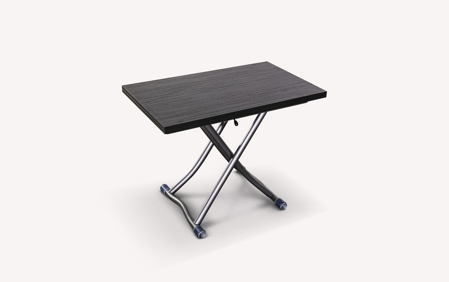 Table extensible noire avec pieds métalliques croisés, modèle Sydney