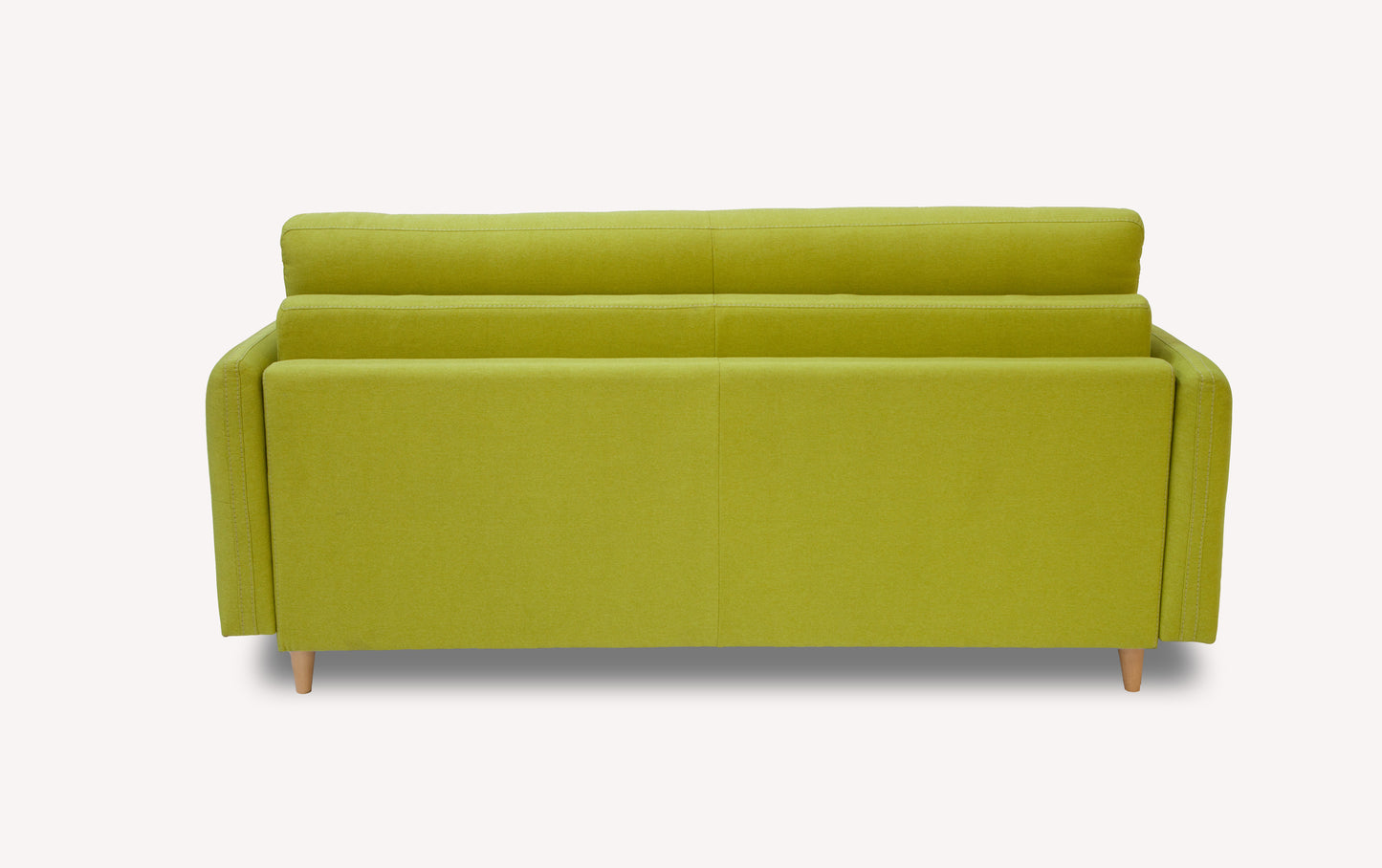 Canapé convertible Soho en tissu Austin Luna vert, vu de dos, avec pieds en bois