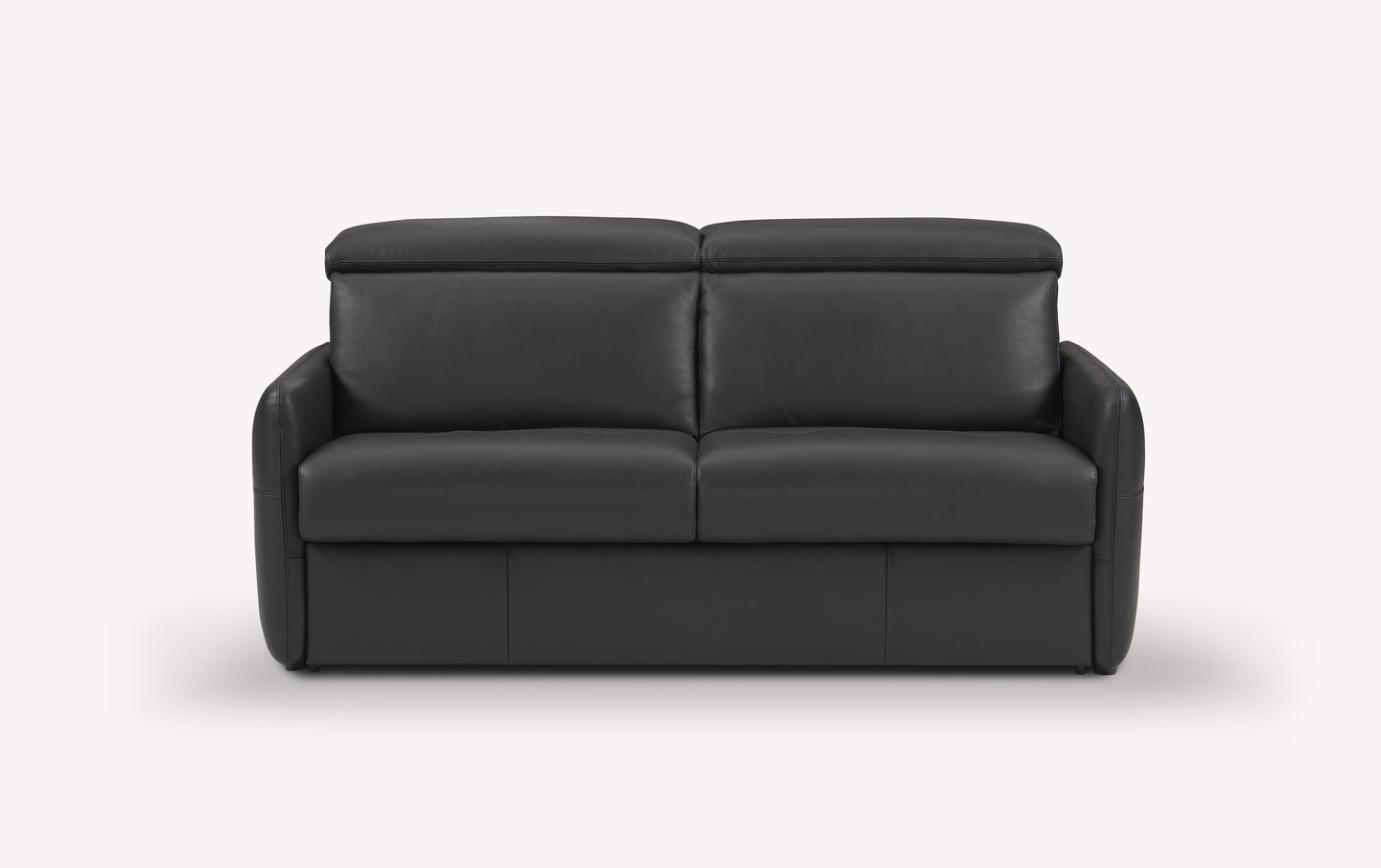 Canapé convertible en cuir noir, modèle Bruce, design luxueux avec accoudoirs rembourrés et dossier ajustable