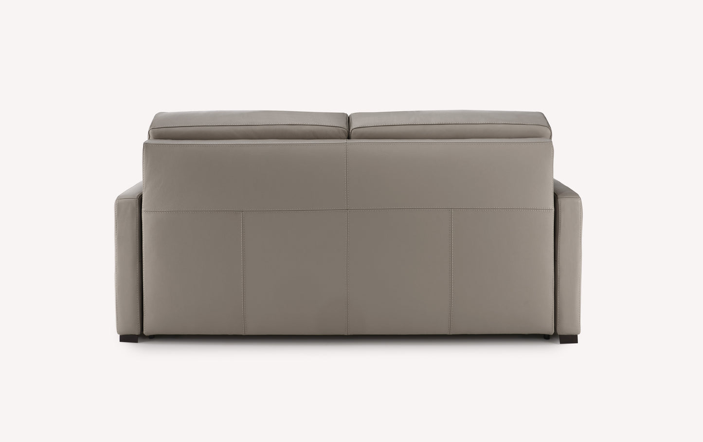 Canapé convertible en cuir gris souris, vue arrière, modèle Lyon Lux