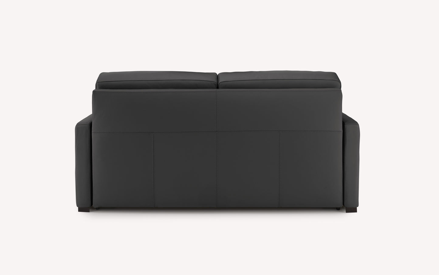 Canapé convertible en cuir noir vu de dos, design moderne et luxueux
