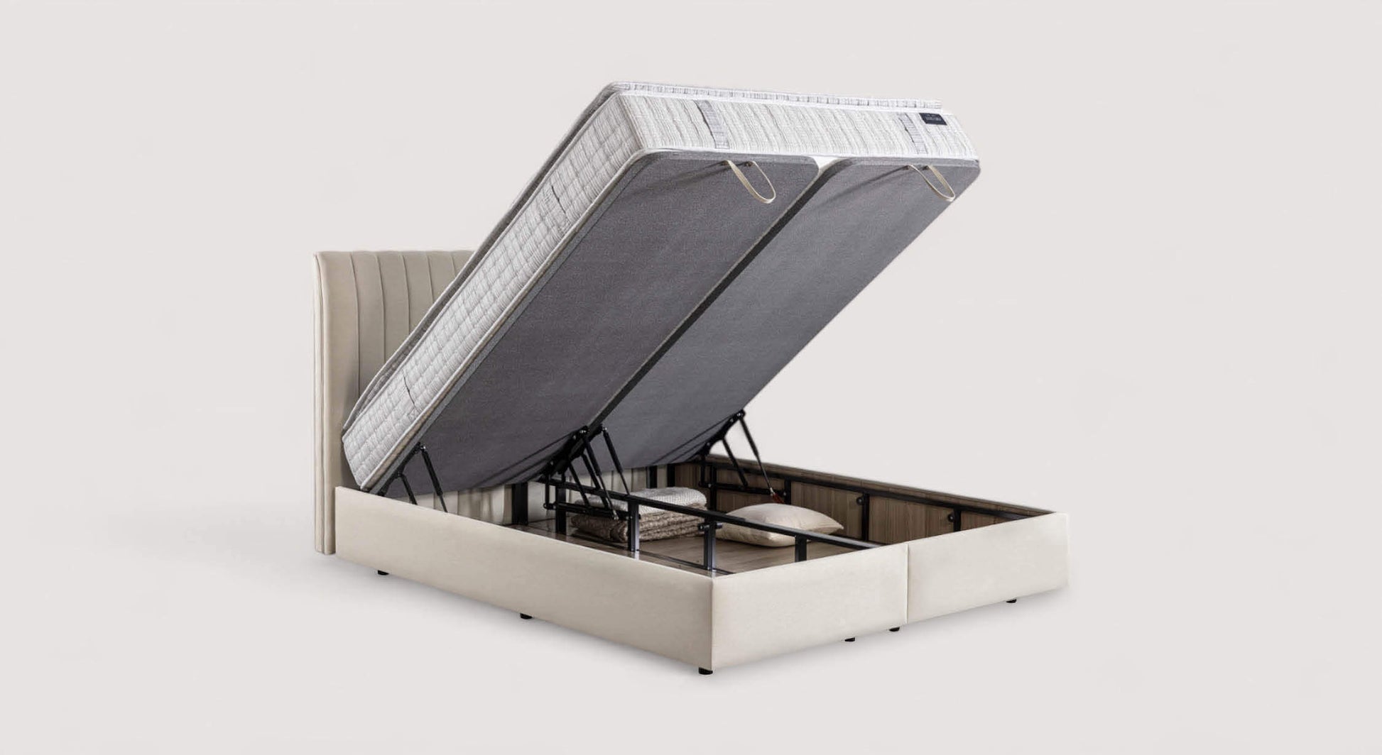 Pack lit coffre, matelas et tête de lit AMSTERDAM Zeugma Beige