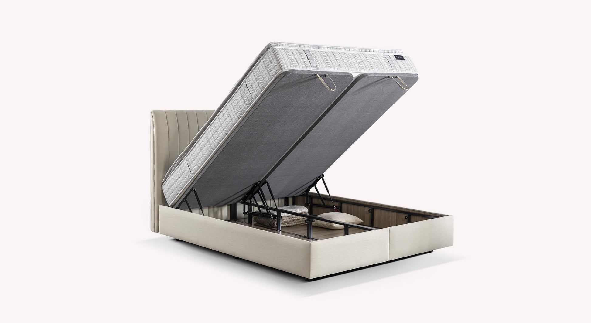 Pack lit coffre, matelas et tête de lit AMSTERDAM Zeugma Beige