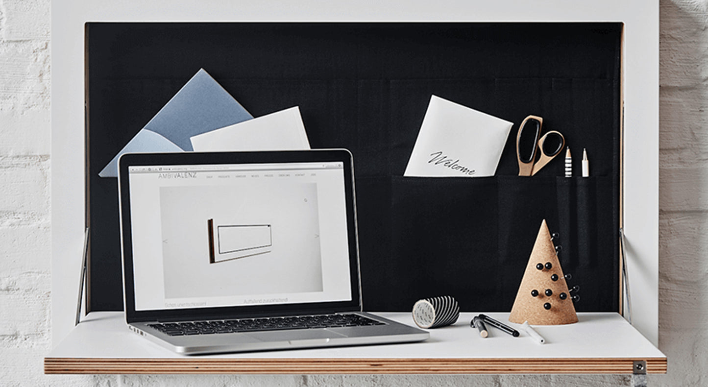 Bureau FLÄPPS avec rangement Bouleau Blanc