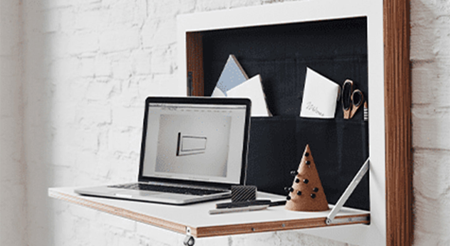 Bureau FLÄPPS avec rangement Bouleau Blanc