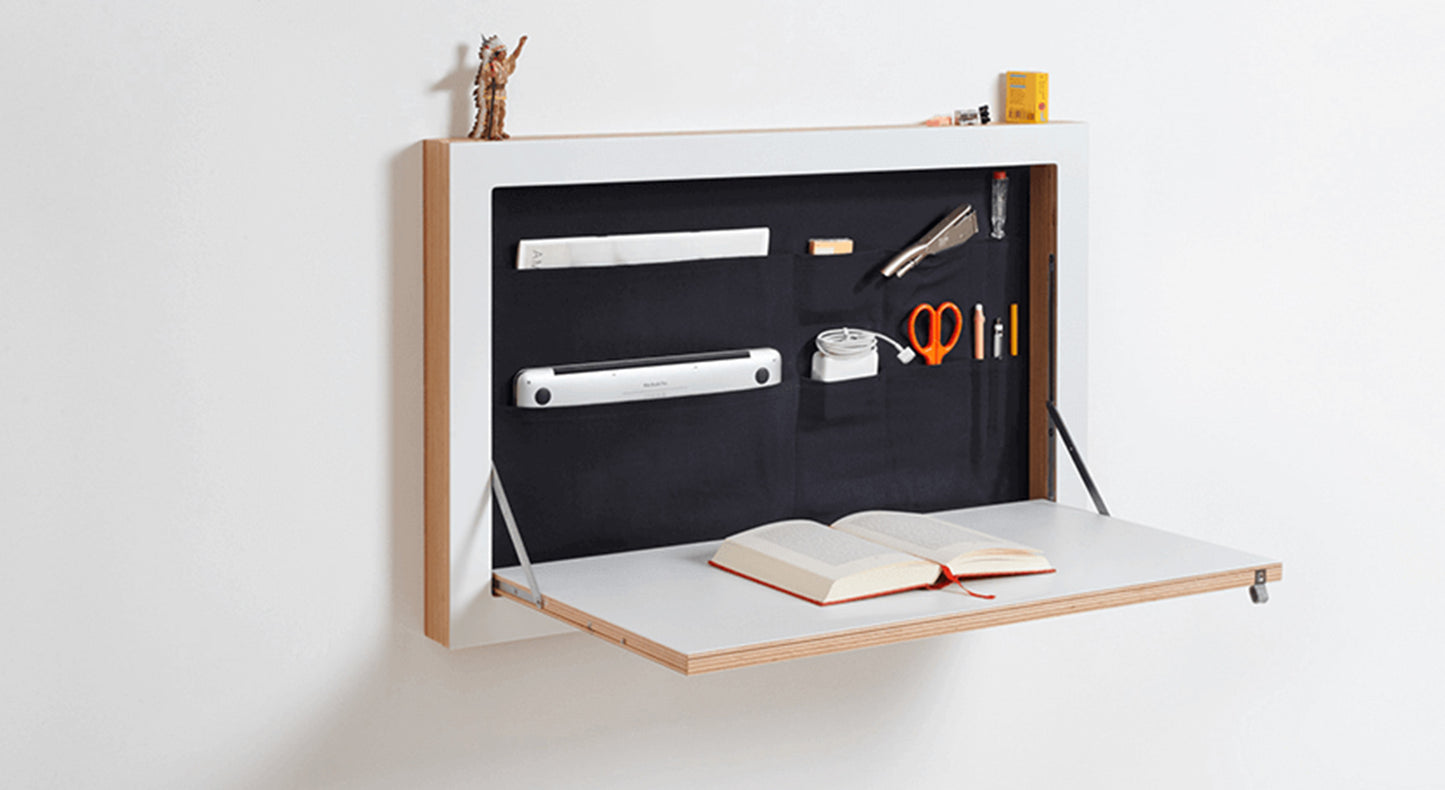Bureau FLÄPPS avec rangement Bouleau Blanc