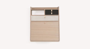 Secretary desk GASTON Oak Light Gray Slate Gray