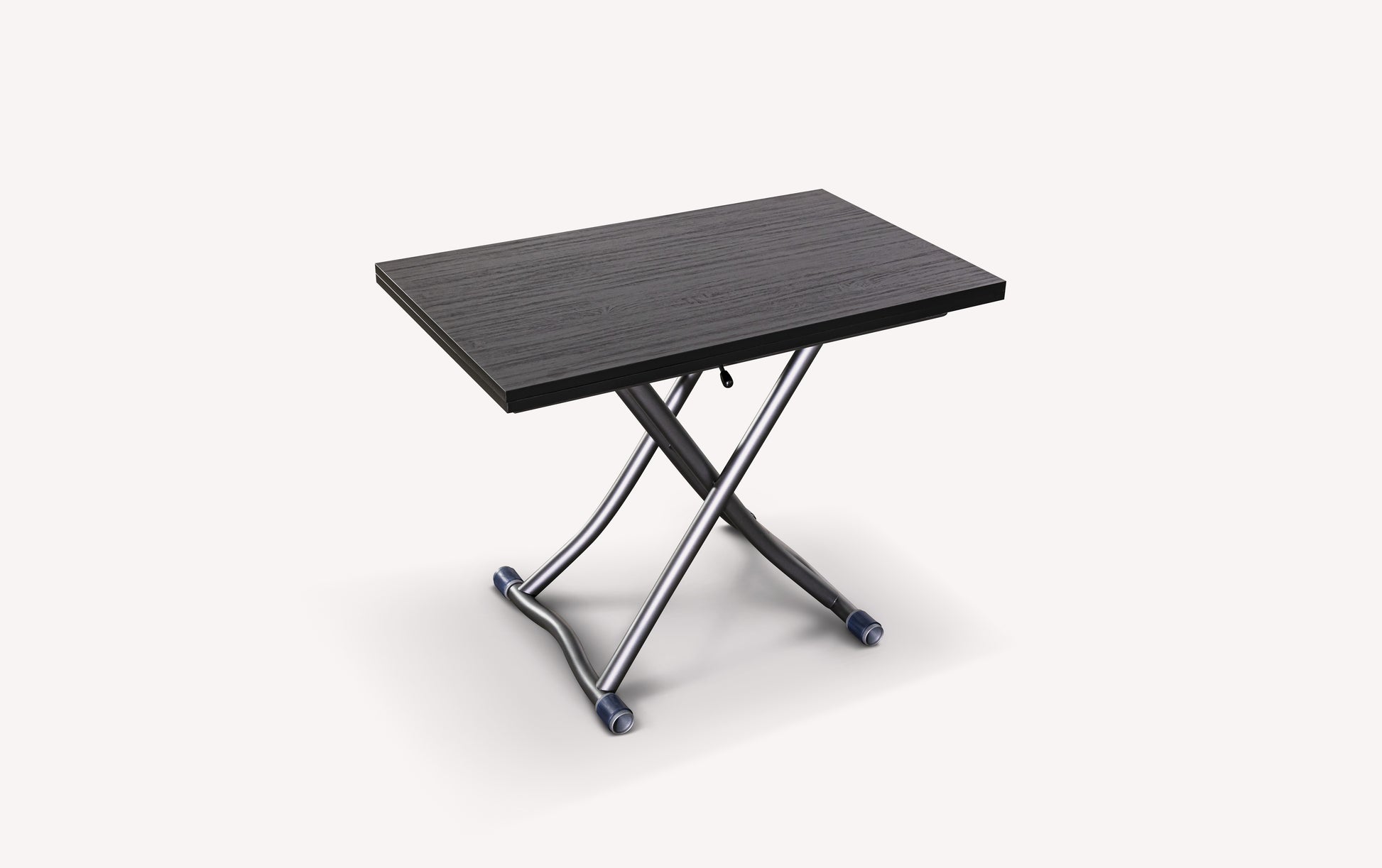 Table extensible noire avec pieds métalliques croisés, modèle Sydney