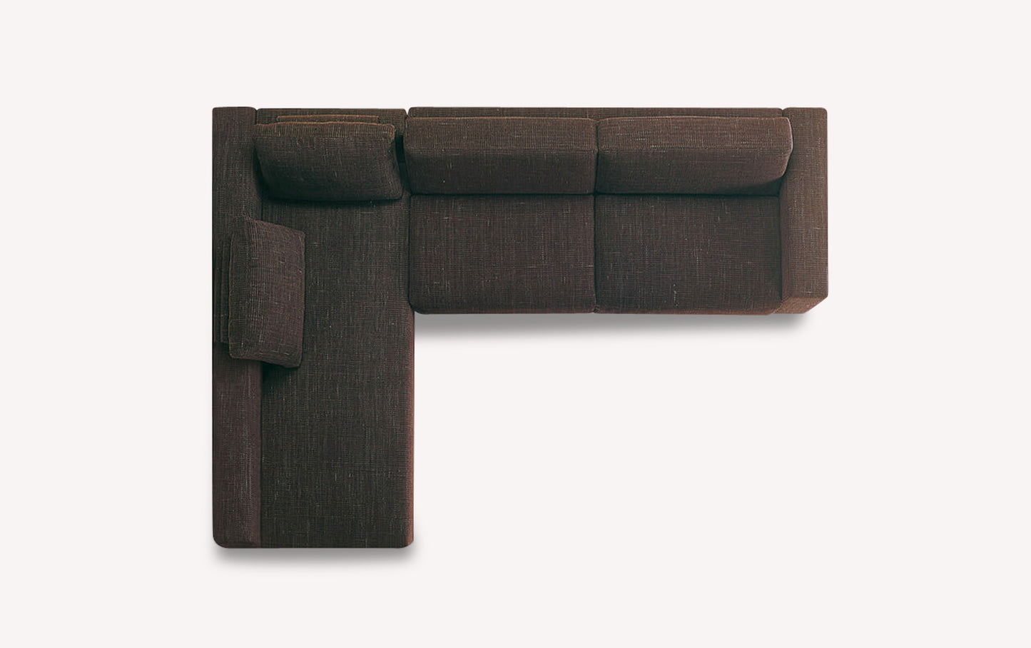 Canapé convertible d'angle en tissu marron, vu de dessus, modèle Kos