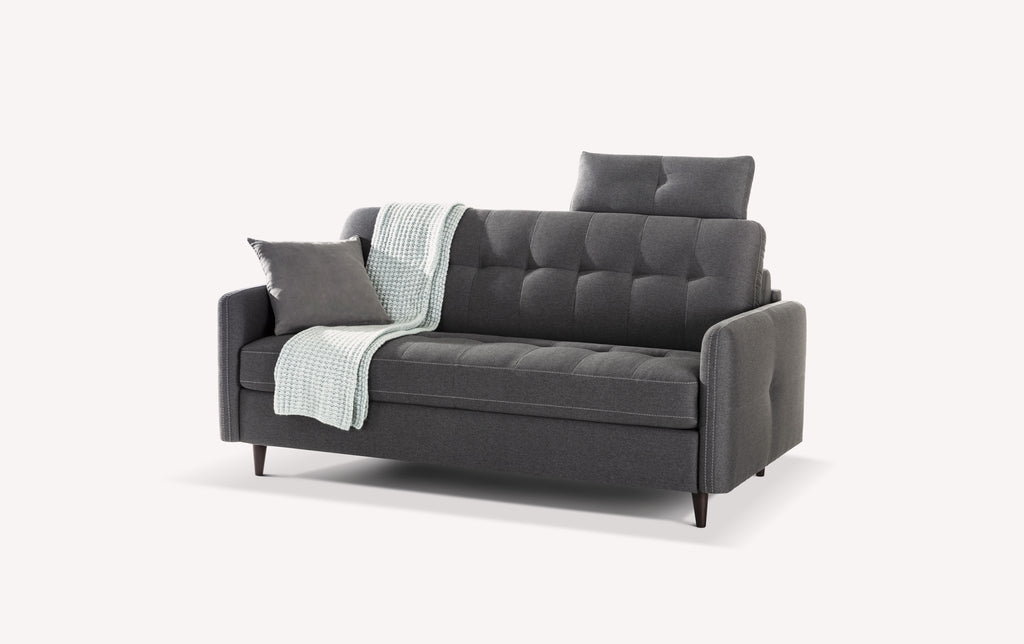 Canapé convertible Soho en tissu gris avec coussin et plaid