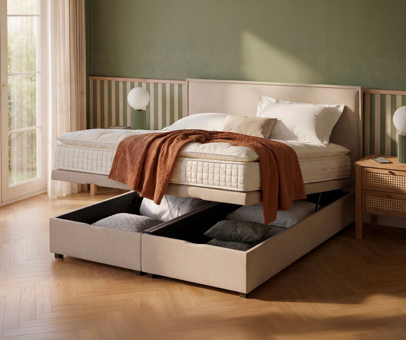 OUESSANT Luca Beige Storage Bed