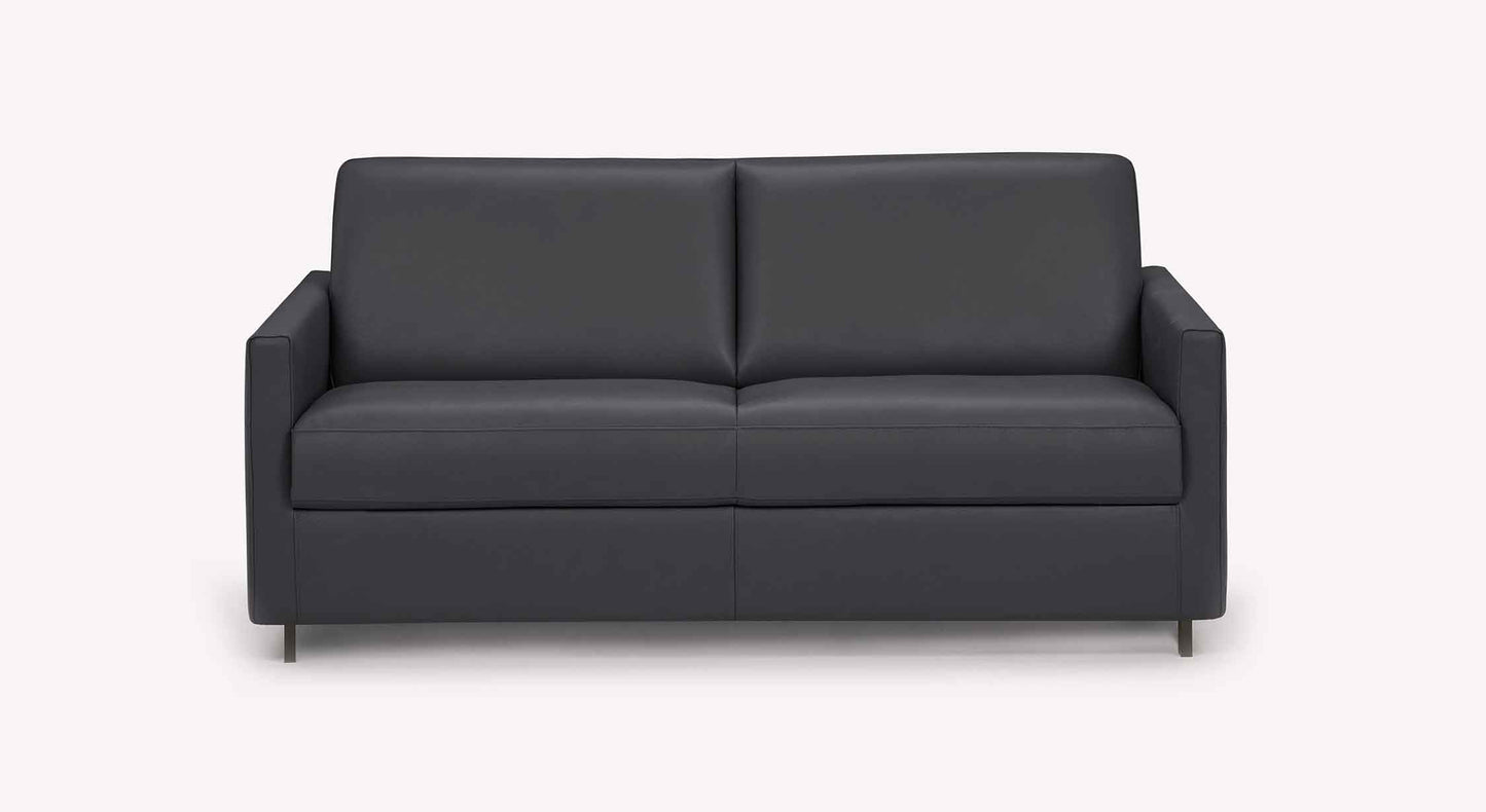 Canapé noir élégant en cuir avec assise confortable et design contemporain, modèle BOBBY Cuir Lux Noir adapté pour un usage quotidien.