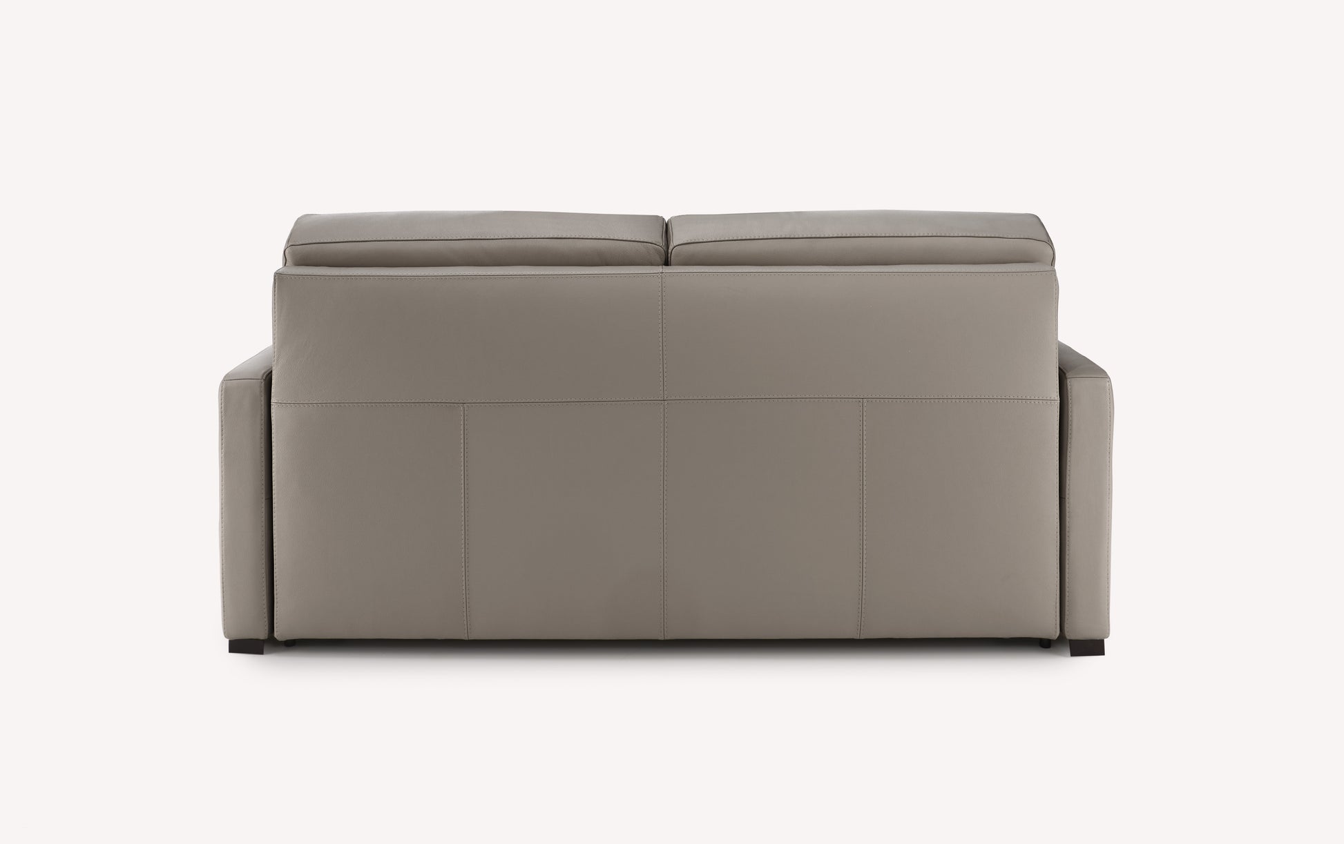 Canapé convertible en cuir gris souris, vue arrière, modèle Lyon Lux