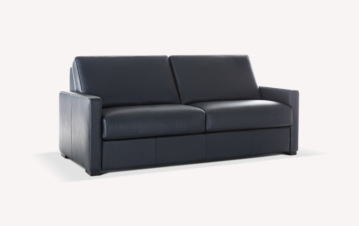 Canapé convertible en cuir bleu foncé, design luxueux, modèle Lyon