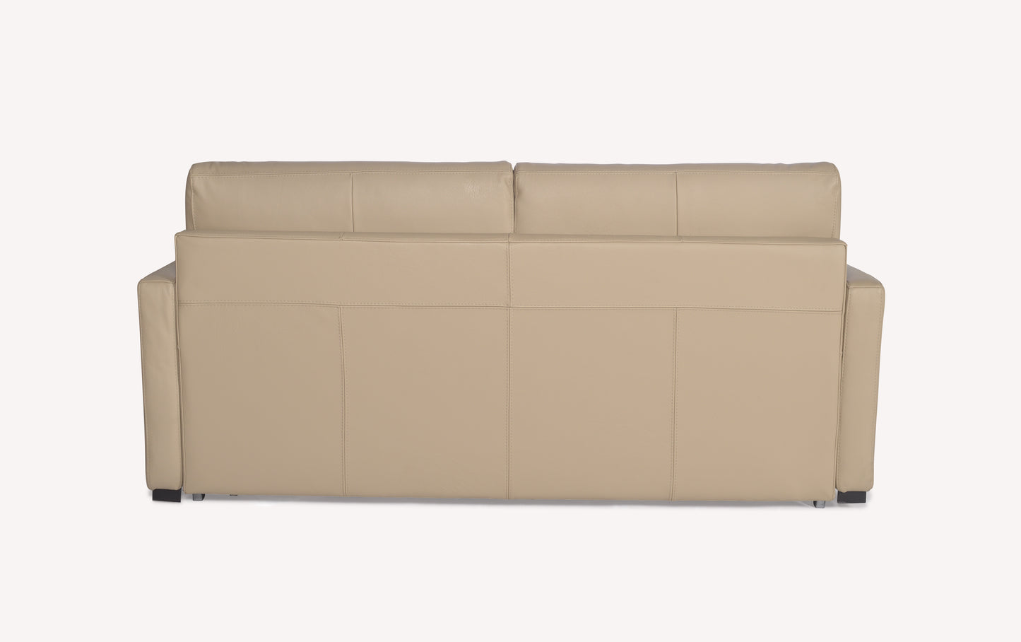 Canapé convertible en cuir mastic vu de dos, modèle Notte Lux