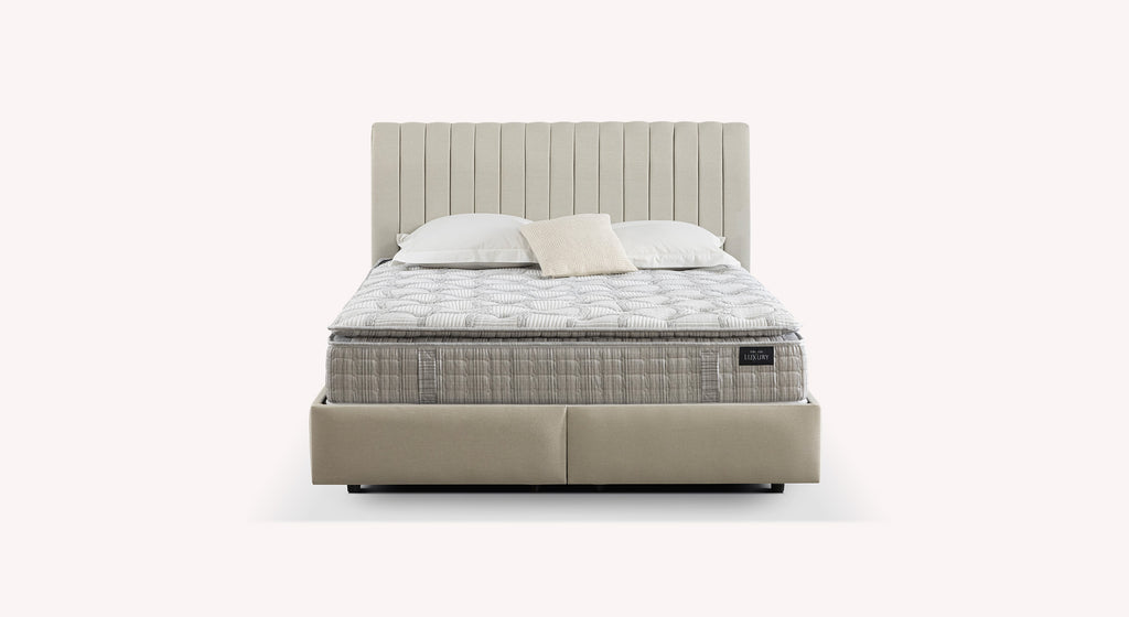 Pack lit coffre, matelas et tête de lit AMSTERDAM Zeugma Beige