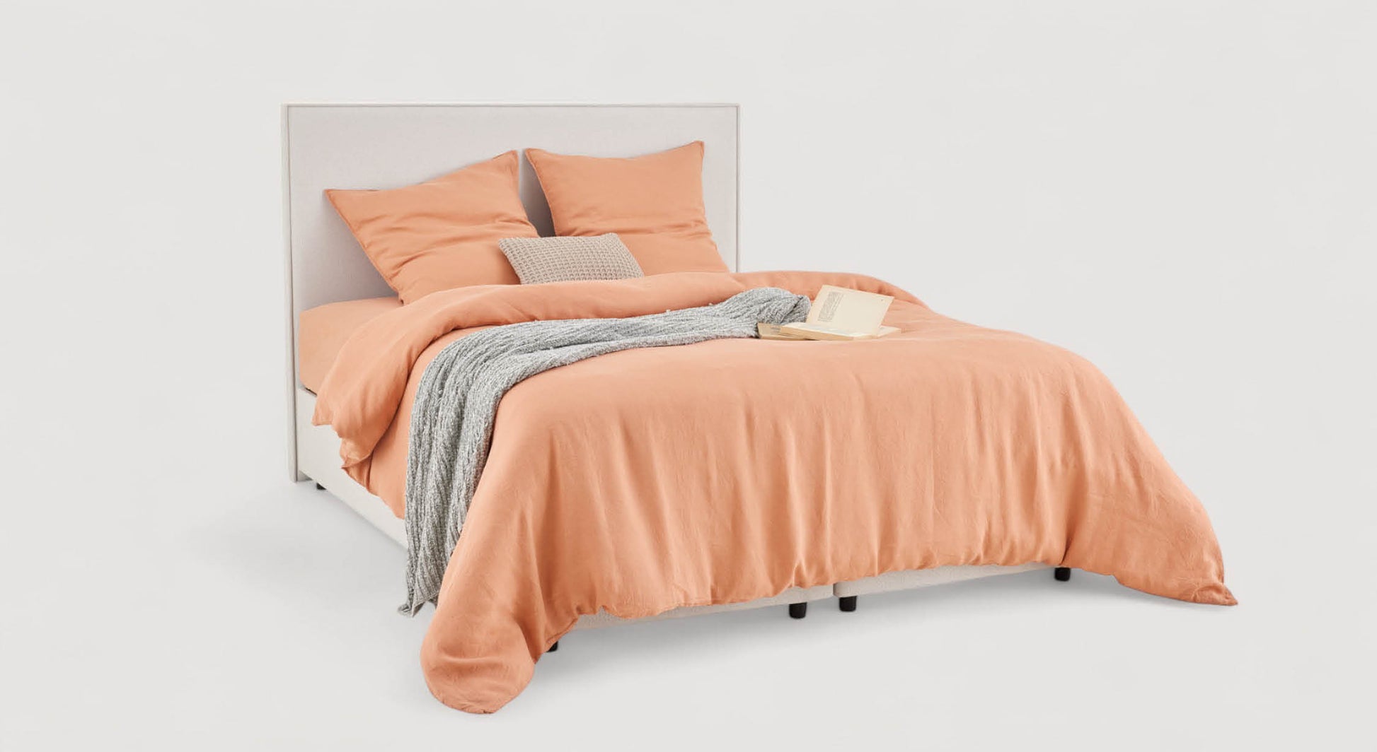 Pack lit coffre, matelas et tête de lit NINA Queens Beige